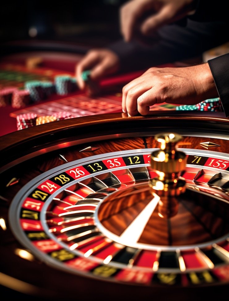 Dealer live casino dalam sesi interaktif di serasi189 dengan latar gelap neon merah
